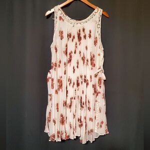 Free People White and Brown Floral Dress